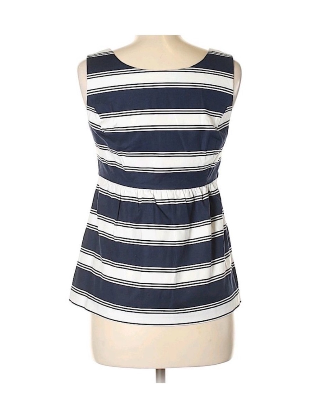 Vineyard Vines Navy and White Sailor Striped Sleeveless Peplum Tank